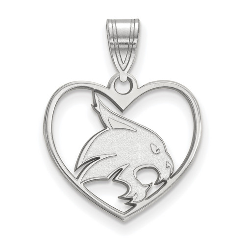 Texas State Bobcats Sterling Silver Heart Pendant