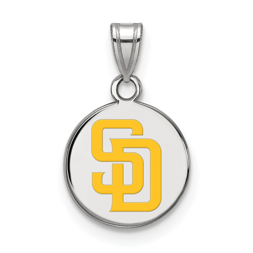 San Diego Padres MLB Logo Art Sterling Silver Small Enameled Pendant