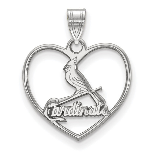 St. Louis Cardinals Sterling Silver Heart Pendant