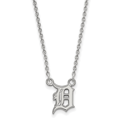 Detroit Tigers MLB Logo Art Sterling Silver Small Pendant Necklace