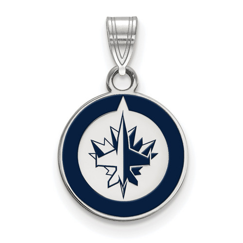 Winnipeg Jets Sterling Silver Small Enamel Pendant