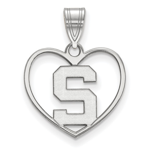 Michigan State Spartans Sterling Silver Heart Pendant