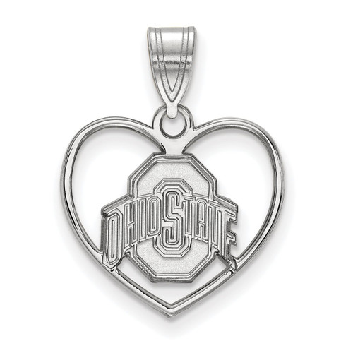 Ohio State Buckeyes Sterling Silver Heart Pendant