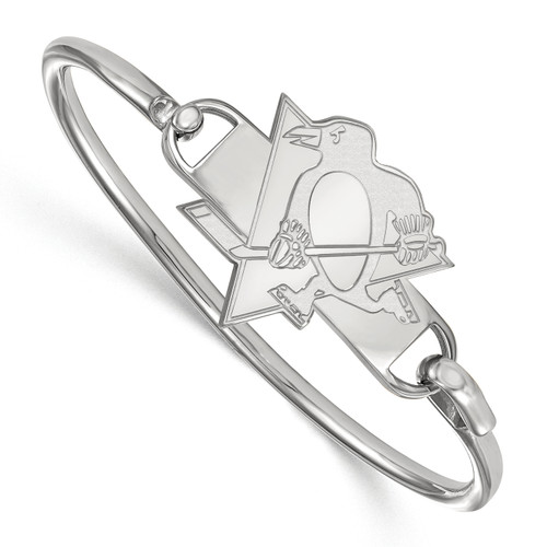 Pittsburgh Penguins Logo Art Sterling Silver Wire Bangle Bracelet