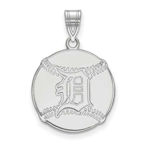 Detroit Tigers MLB Logo Art Sterling Silver Baseball Pendant