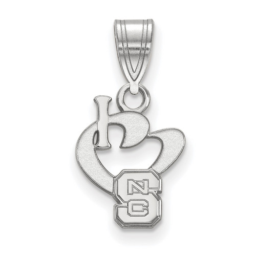 North Carolina State Wolfpack Sterling Silver Small I Love Logo Pendant