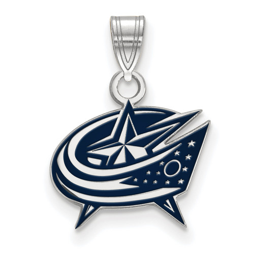 Columbus Blue Jackets Sterling Silver Small Enameled Pendant