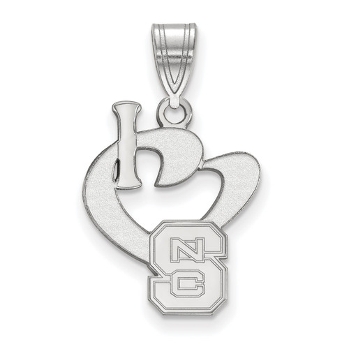 North Carolina State Wolfpack Sterling Silver Large I Love Logo Pendant