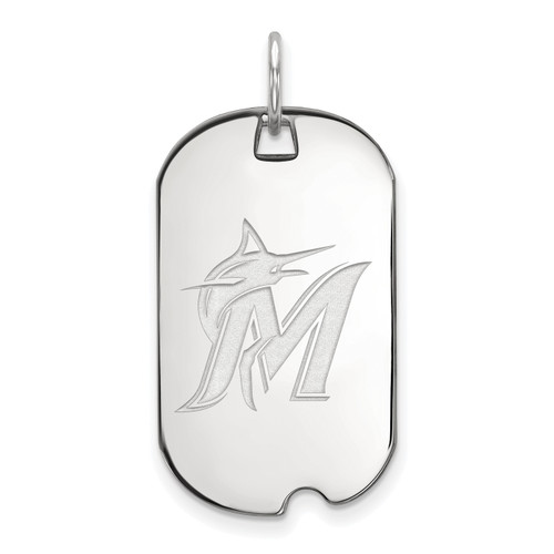 Miami Marlins Sterling Silver Small Dog Tag