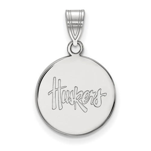 Nebraska Cornhuskers College Sterling Silver Medium Disc Pendant