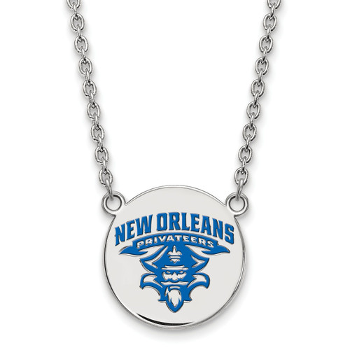 New Orleans Privateers Sterling Silver Large Disc Necklace