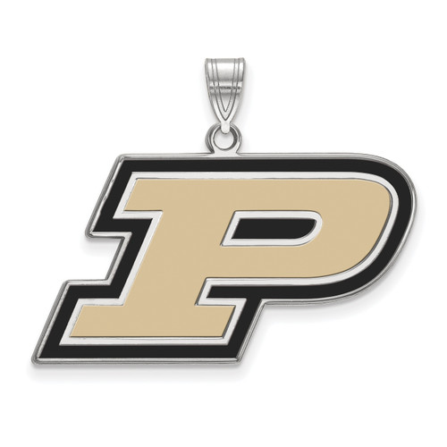 Purdue Boilermakers College Sterling Silver Large Enameled Pendant
