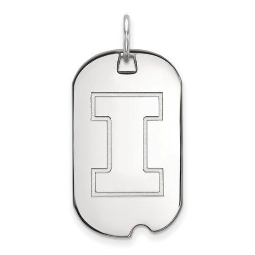 Illinois Fighting Illini Sterling Silver Small Dog Tag