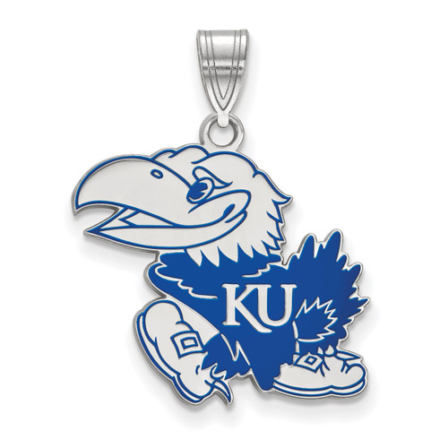 Kansas Jayhawks Sterling Silver Large Enameled Pendant