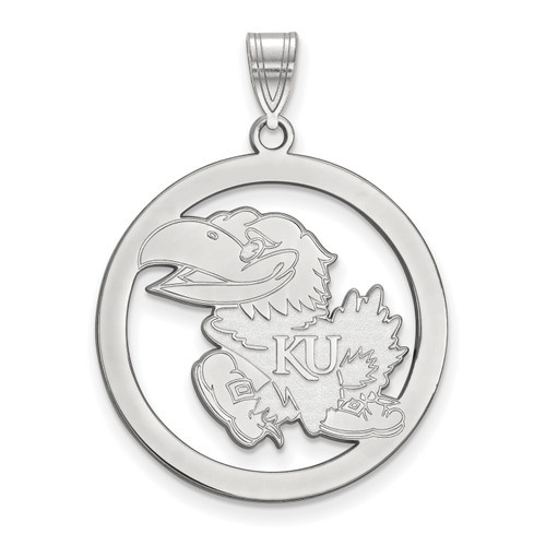 Kansas Jayhawks Sterling Silver Large Circle Pendant