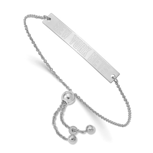 New York Mets MLB Logo Art Sterling Silver Bar Bracelet