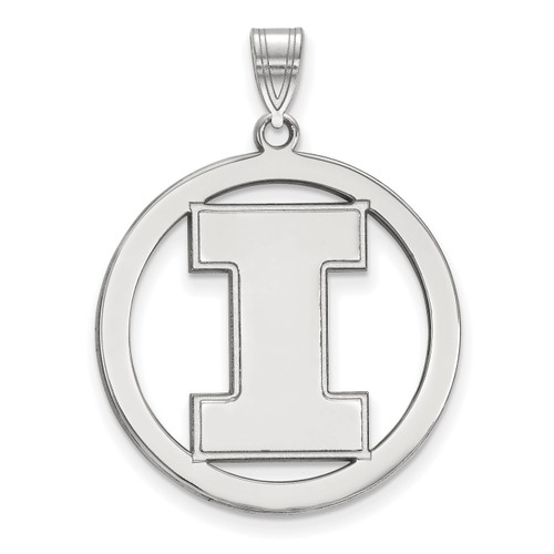 Illinois Fighting Illini Sterling Silver Large Circle Pendant
