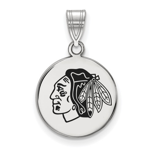 Chicago Blackhawks Sterling Silver Medium Enameled Disc Pendant