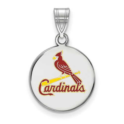 St Louis Cardinals Logo Art Sterling Silver Medium Disc Pendant