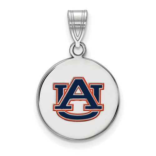 Auburn Tigers Sterling Silver Medium Enameled Disc Pendant