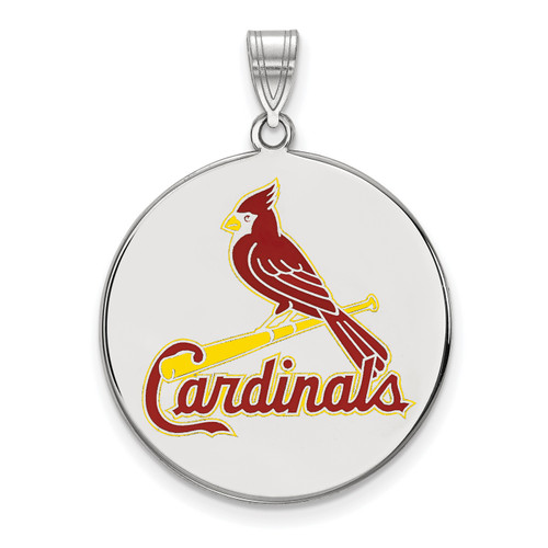 St. Louis Cardinals Sterling Silver Extra Large Enameled Disc Pendant