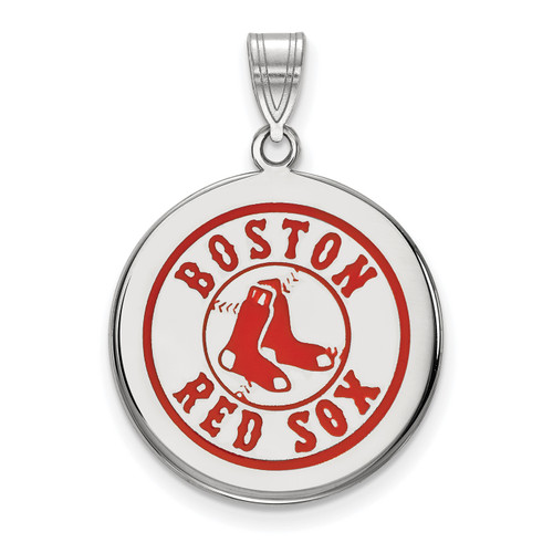 Boston Red Sox Logo Art Sterling Silver Large Disc Pendant