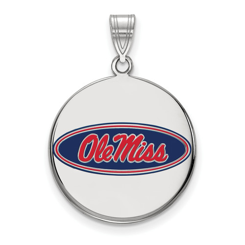 Mississippi Rebels Sterling Silver Large Enamel Disc Pendant