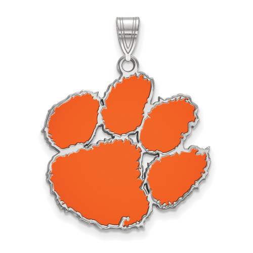 Clemson Tigers Logo Art Sterling Silver Extra Large Pendant