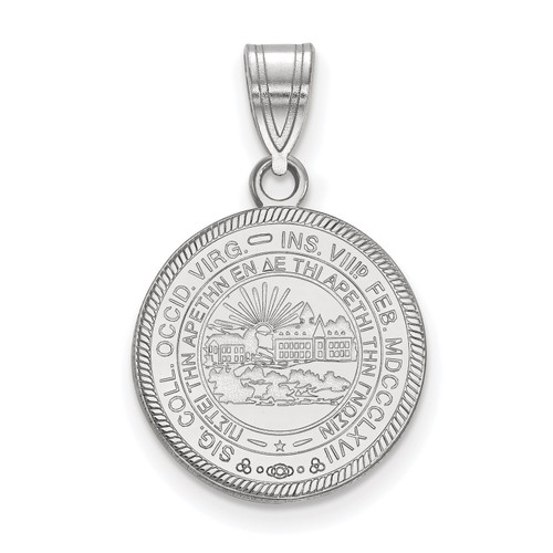 West Virginia Mountaineers Sterling Silver Medium Crest Pendant