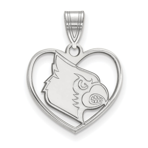 Louisville Cardinals Sterling Silver Heart Pendant