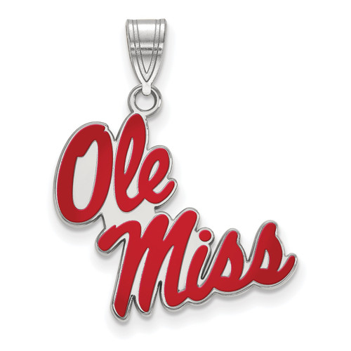 Mississippi Rebels Sterling Silver Large Enameled Pendant