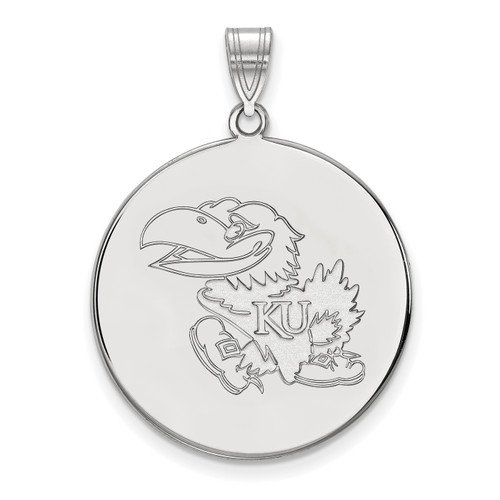 Kansas Jayhawks Sterling Silver Extra Large Disc Pendant