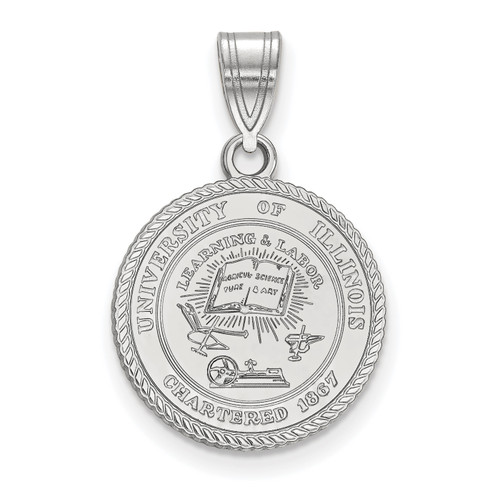 Illinois Fighting Illini Sterling Silver Medium Crest Pendant