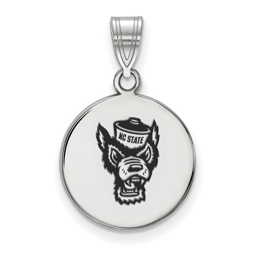 North Carolina State Wolfpack Sterling Silver Medium Enameled Disc Pendant