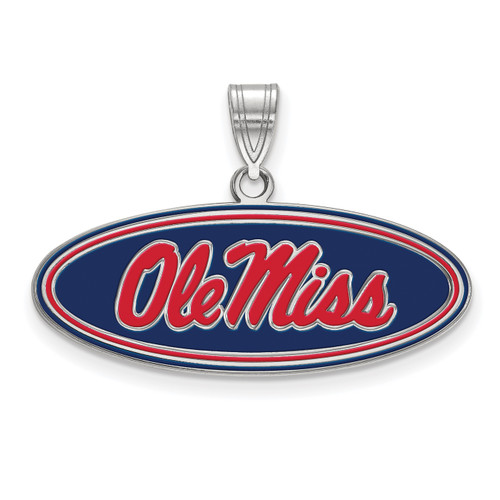 Mississippi Rebels Sterling Silver Medium Enameled Pendant