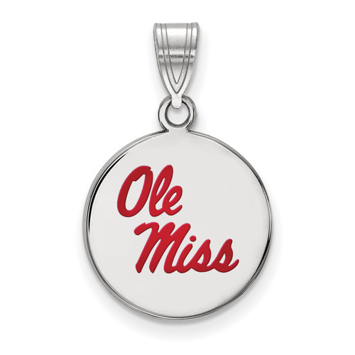 Mississippi Rebels Sterling Silver Medium Disc Pendant