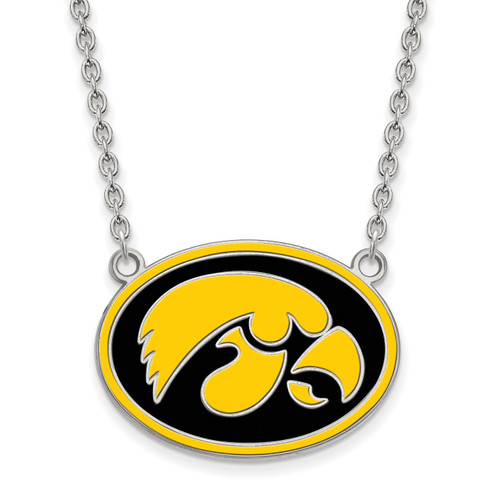 Iowa Hawkeyes Logo Art Sterling Silver Large Pendant Necklace