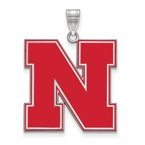 Nebraska Cornhuskers Sterling Silver Extra Large Enameled Pendant