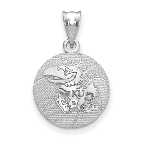 Kansas Jayhawks Sterling Silver Basketball Pendant