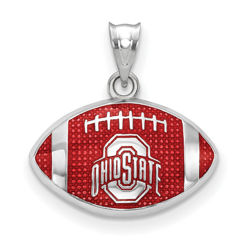 Ohio State Buckeyes Sterling Silver Enameled Football Pendant