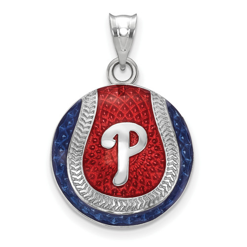 Philadelphia Phillies Logo Art Sterling Silver Baseball Pendant