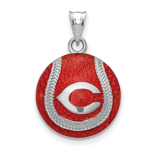 Cincinnati Reds Logo Art Sterling Silver Baseball Pendant