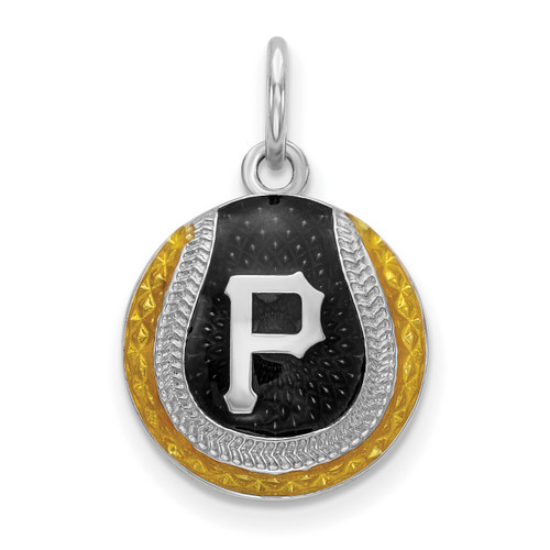 Pittsburgh Pirates MLB Logo Art Sterling Silver Baseball Pendant