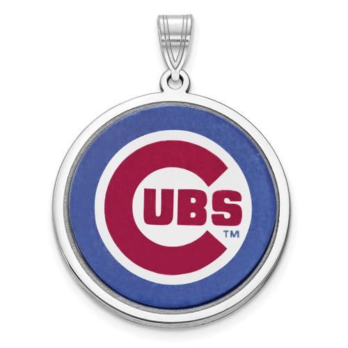Chicago Cubs Sterling Silver Disc Pendant