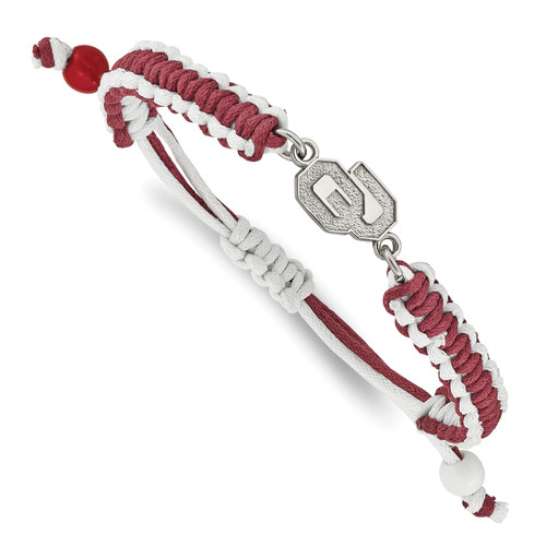 Oklahoma Sooners Stainless Steel Adjustable Cord Bracelet