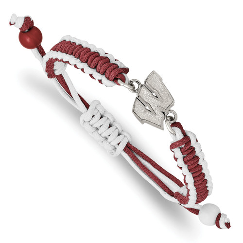 Wisconsin Badgers Stainless Steel Adjustable Cord Bracelet