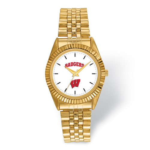 Wisconsin Badgers Pro Gold Tone Gents Watch