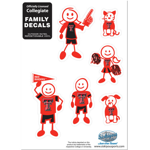 Texas Tech Red Raiders Small Family Decal Set