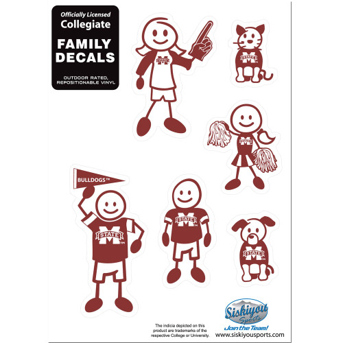 Mississippi State Bulldogs Small Family Decal Set