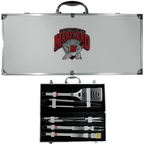 Maryland Terrapins 8 Piece Stainless Steel BBQ Set w/Metal Case